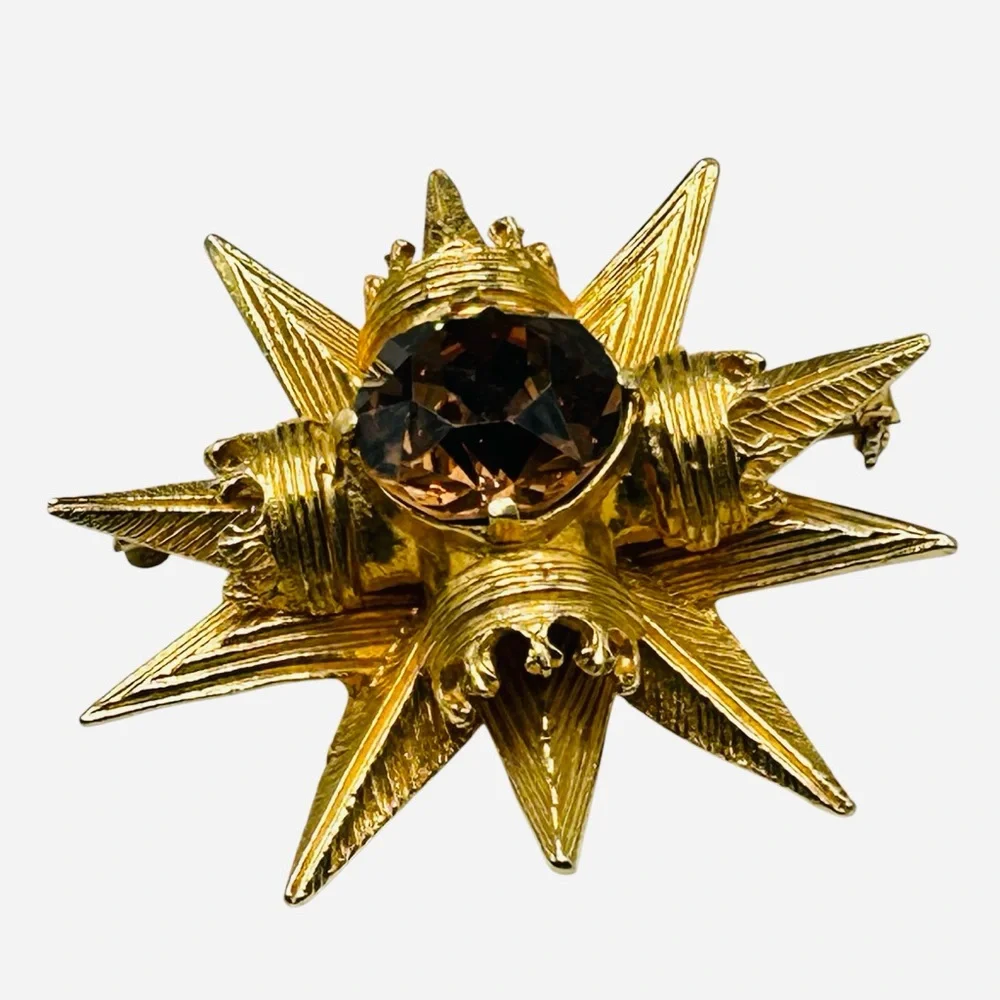 Vintage Benedikt NY Star & Crown Brooch Pendant